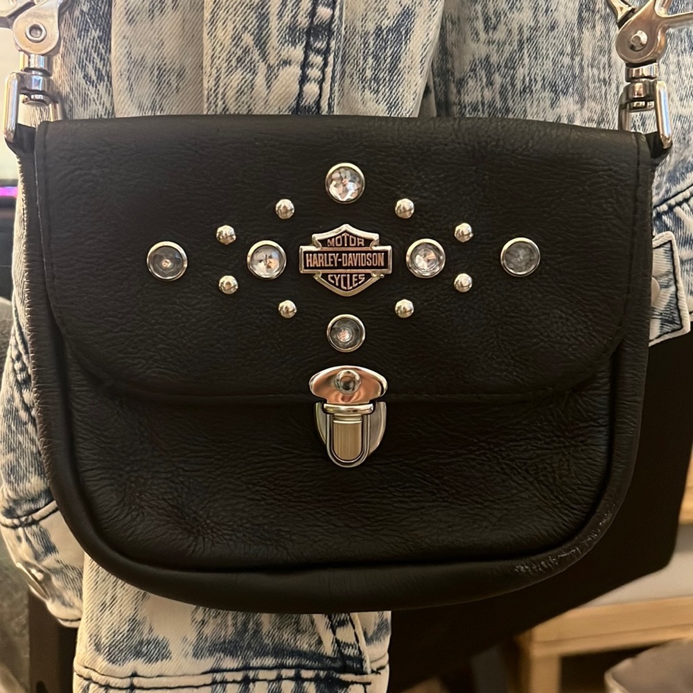Vintage Harley Davison Black Leather bag